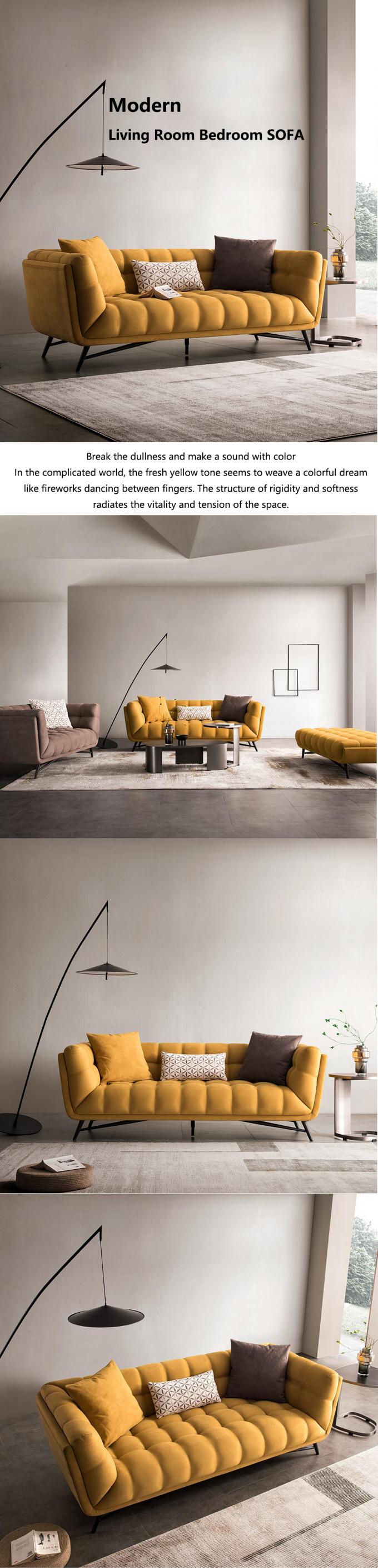 Tufted সেকশনাল Loveseat Sleeper সোফা বিছানা টানুন আউট হলুদ বেসমেট 1