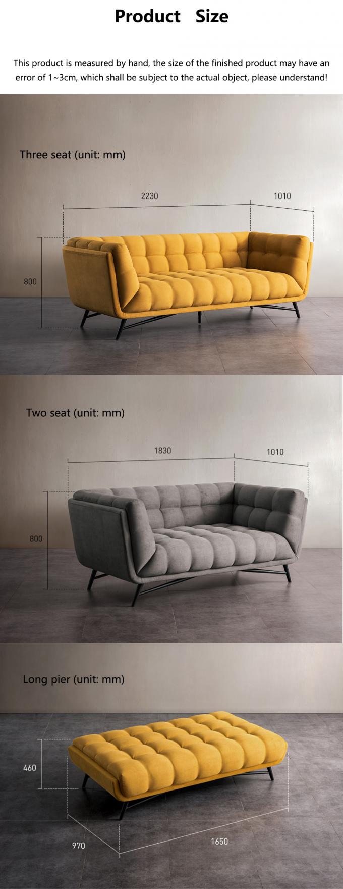 Tufted সেকশনাল Loveseat Sleeper সোফা বিছানা টানুন আউট হলুদ বেসমেট 4