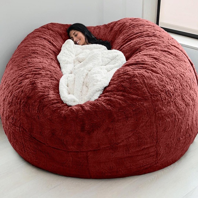 বহিরঙ্গন 7Ft Giant Bean Bag Lounge Chair নরম ভুয়া পশম ফ্যাব্রিক ইপিএস ফিল 5