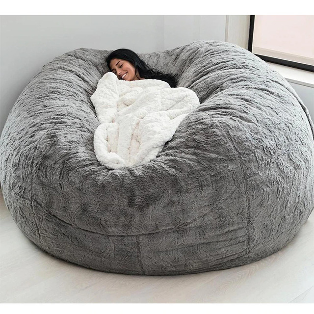 বহিরঙ্গন 7Ft Giant Bean Bag Lounge Chair নরম ভুয়া পশম ফ্যাব্রিক ইপিএস ফিল 7