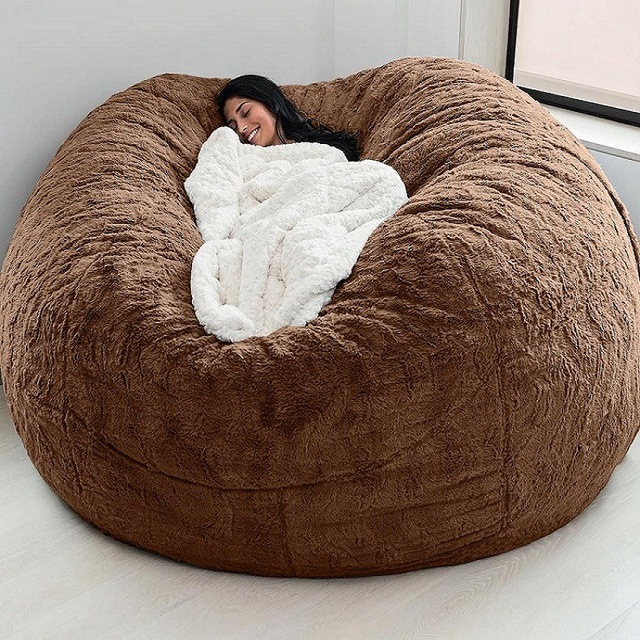 বহিরঙ্গন 7Ft Giant Bean Bag Lounge Chair নরম ভুয়া পশম ফ্যাব্রিক ইপিএস ফিল 8