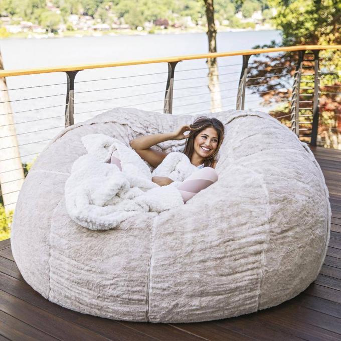 বহিরঙ্গন 7Ft Giant Bean Bag Lounge Chair নরম ভুয়া পশম ফ্যাব্রিক ইপিএস ফিল 9