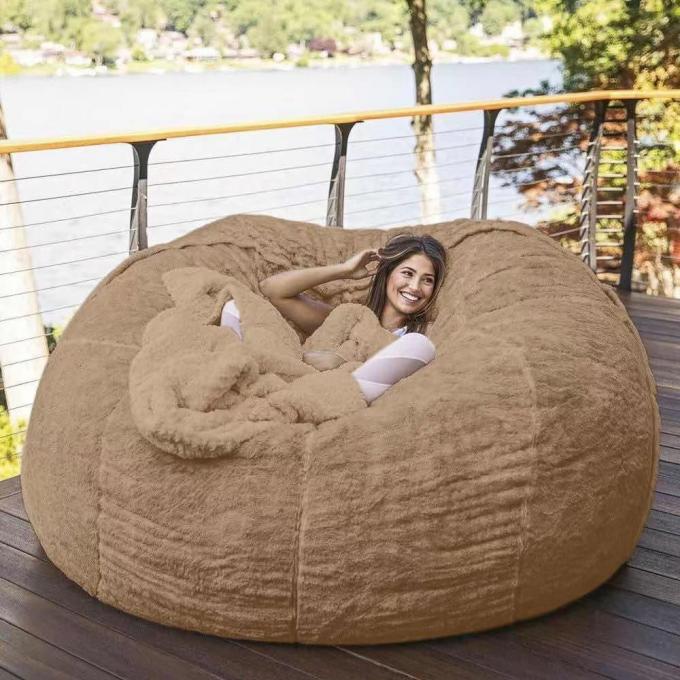 বহিরঙ্গন 7Ft Giant Bean Bag Lounge Chair নরম ভুয়া পশম ফ্যাব্রিক ইপিএস ফিল 10