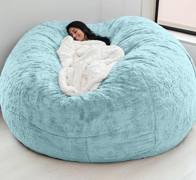 বহিরঙ্গন 7Ft Giant Bean Bag Lounge Chair নরম ভুয়া পশম ফ্যাব্রিক ইপিএস ফিল 12