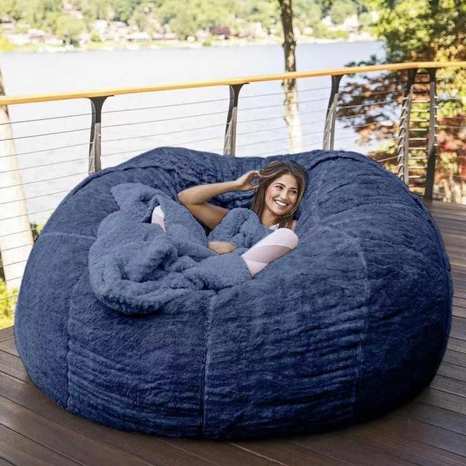 বহিরঙ্গন 7Ft Giant Bean Bag Lounge Chair নরম ভুয়া পশম ফ্যাব্রিক ইপিএস ফিল 11