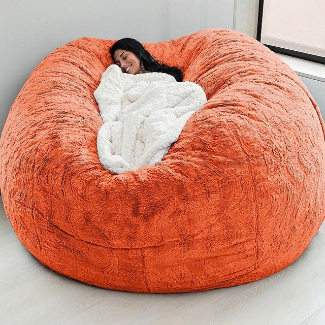 বহিরঙ্গন 7Ft Giant Bean Bag Lounge Chair নরম ভুয়া পশম ফ্যাব্রিক ইপিএস ফিল 13