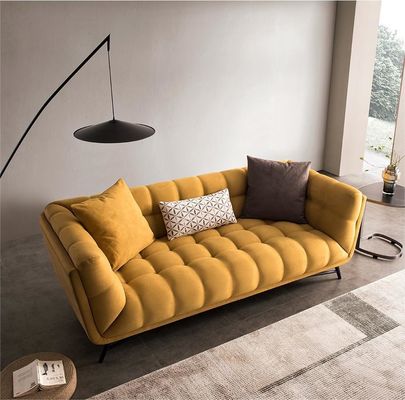 Tufted সেকশনাল Loveseat Sleeper সোফা বিছানা টানুন আউট হলুদ বেসমেট